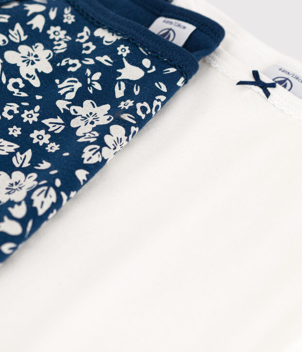 Confezione da 2 canottiere con spalline bambina in cotone motivo fiore multicolore