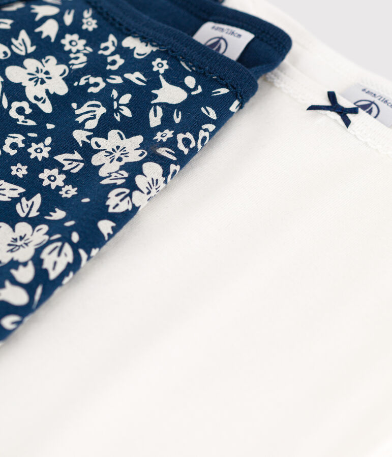 Confezione da 2 canottiere con spalline bambina in cotone motivo fiore multicolore