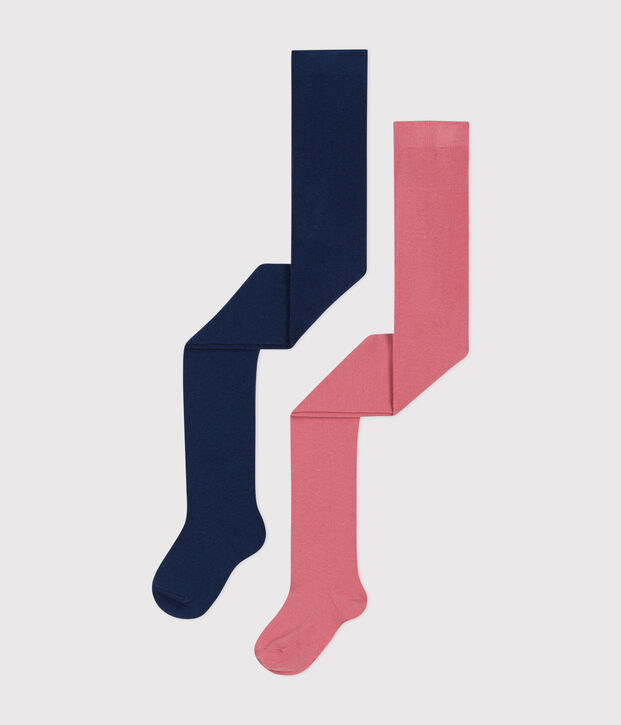 Confezione da 2 paia di collant in jersey di cotone bambino multicolore
