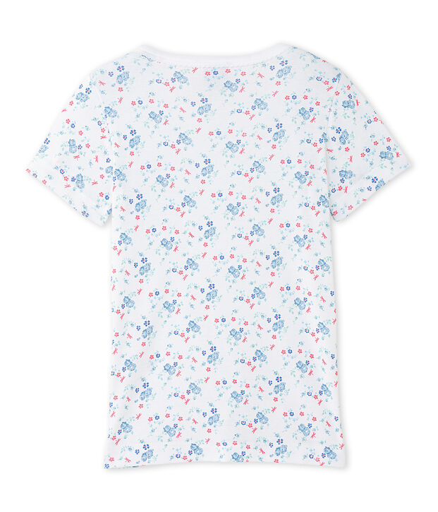 T-shirt bambina con stampa bianco/blu/multicolore