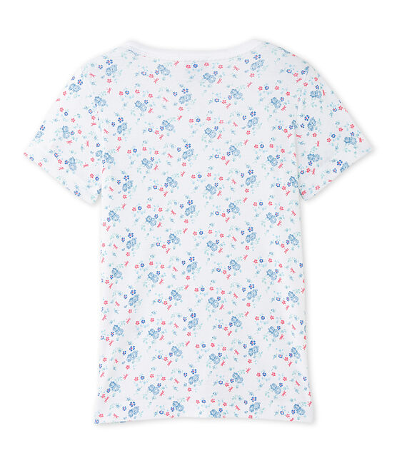 T-shirt bambina con stampa bianco ECUME/blu BLEU/ MULTICO