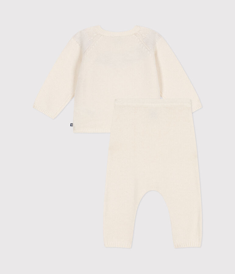 Set di 2 pezzi in maglia neonato bianco/rosso