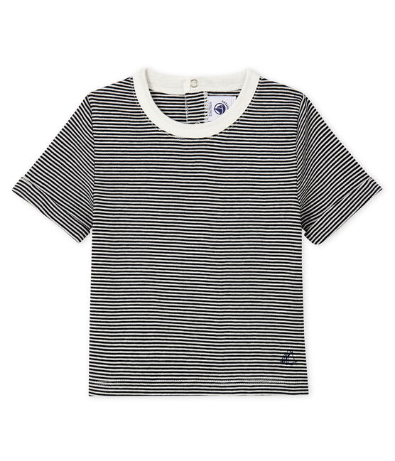 T-shirt millerighe bebè maschio blu SMOKING/bianco MARSHMALLOW