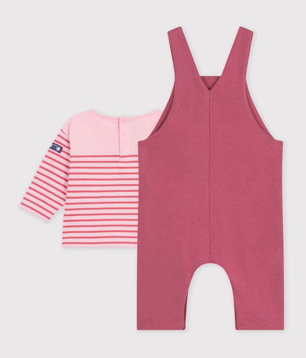 Set regalo con T-shirt e salopette in cotone neonato multicolore