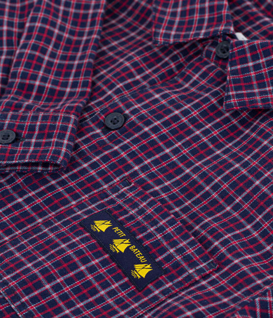 Camicia in flanella a quadri bambino blu SMOKING/bianco MULTICO