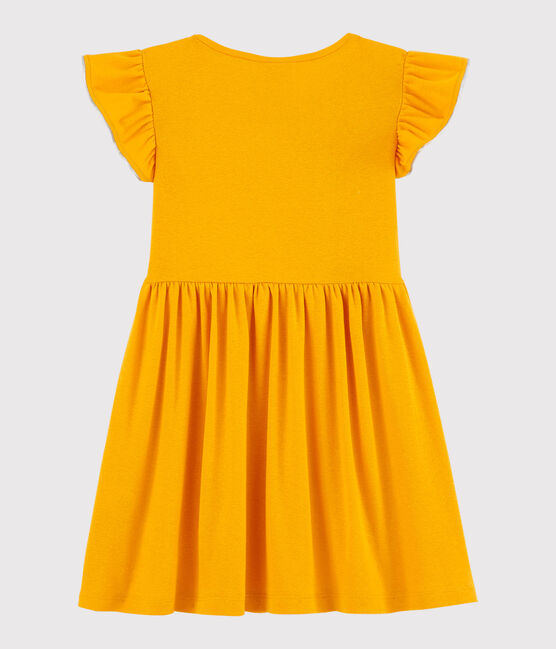 Abito manica corta in cotone e lino bambina giallo TEHONI