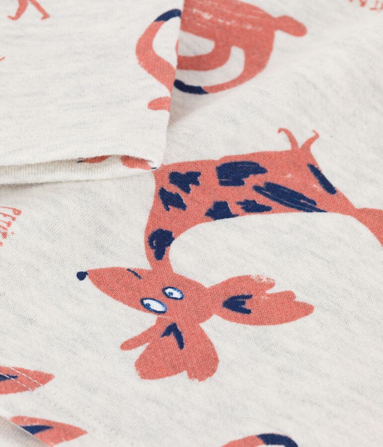 Felpa beb&egrave; in molleton con fantasia animaletti beige/multicolore