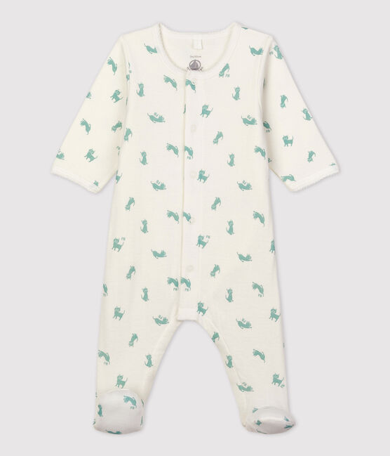 Bodyjama bebè in cotone biologico bianco MARSHMALLOW/ HERBIER