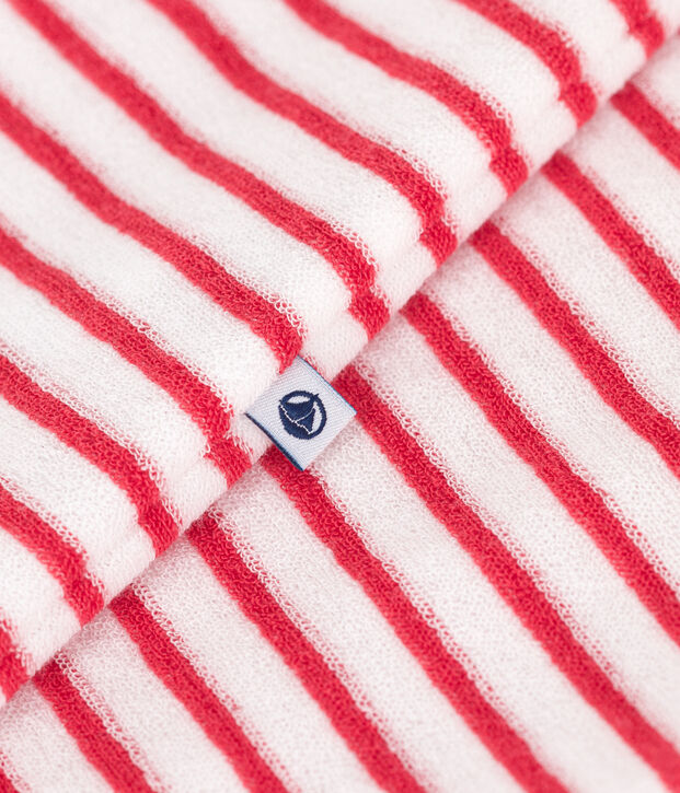 Tutina corta in cotone a righe neonato rosso/rosso