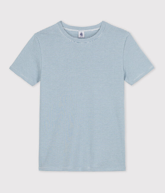 T-shirt L'ICONIQUE girocollo in cotone Donna blu ROVER/bianco MARSHMALLOW