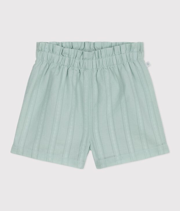 Shorts in cotone tinta unita neonato verde