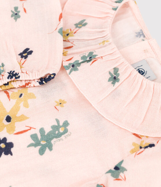 Blusa a manica lunga bebè in garza di cotone stampato rosa SALINE/bianco MULTICO