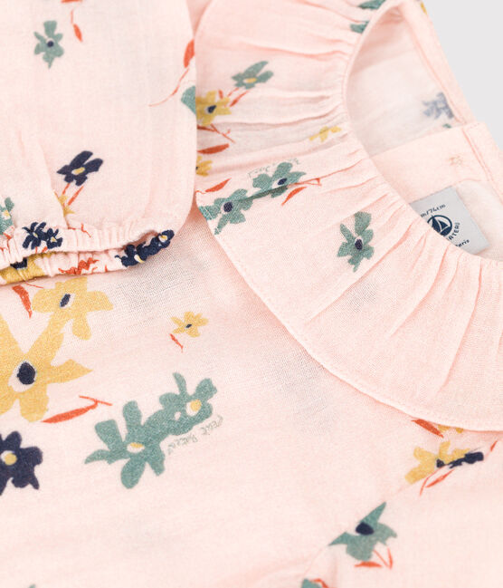 Blusa a manica lunga bebè in garza di cotone stampato rosa SALINE/bianco MULTICO