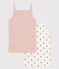 Confezione da 2 canottiere bambina con spalline in cotone a fiori variante 1
