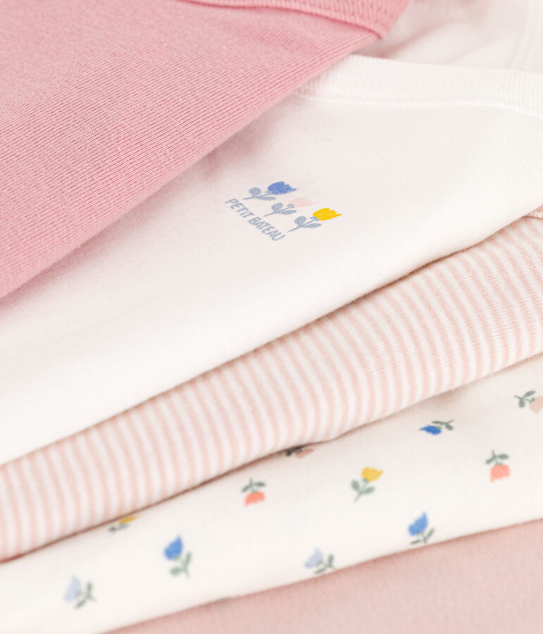 Confezione da 5 body incrociati a maniche lunghe in cotone stampato multicolore