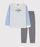 Pigiama millerighe tricolore in cotone unisex  blu SMOKING/bianco MULTICO