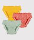 Confezione da 3 slip a balze e fiori bambina in cotone