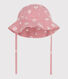 Cappellino in garza di cotone a fiori rosa neonata