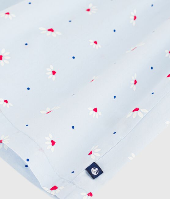 Blusa a maniche corte in popeline di cotone con stampa bambina blu FRAICHEUR/bianco MULTICO