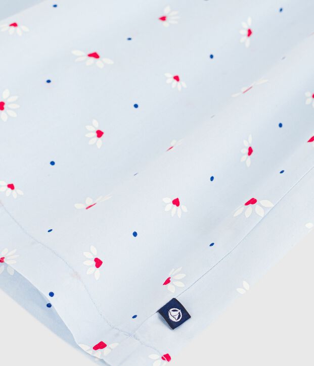 Blusa a maniche corte in popeline di cotone fantasia bambina. blu/multicolore