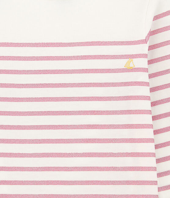 Tee-shirt per bambina bianco MARSHMALLOW/rosa BABYLONE