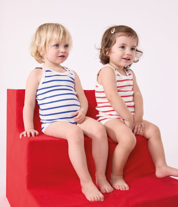 Confezione da 2 body senza maniche in cotone a righe neonato multicolore