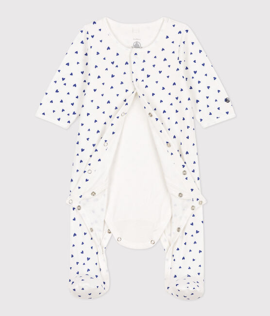 Bodyjama in tubique motivo cuore bianco MARSHMALLOW/ NEWBLEU