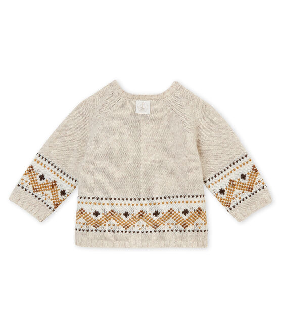 Cardigan tricot jacquard per bebé maschio beige CREAMY CHINE