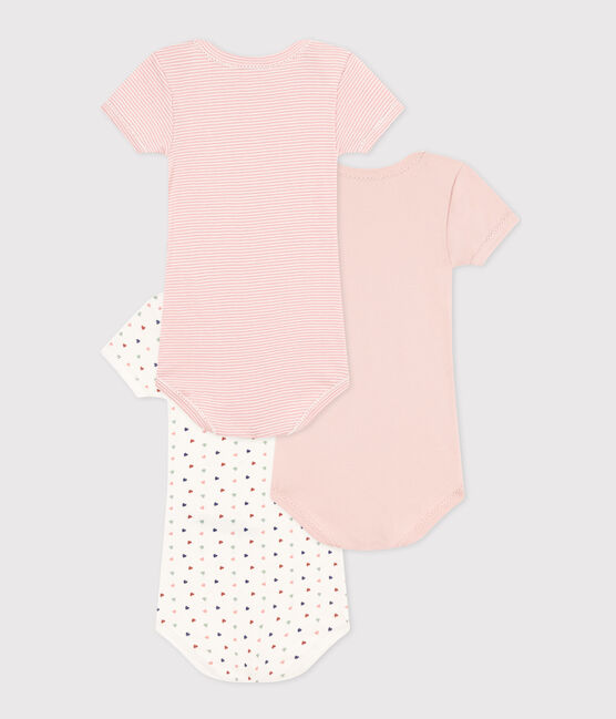 Confezione da 3 body bebè a maniche corte in cotone con mini cuori variante 1