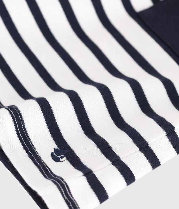 Abito a maniche corte in cotone bambina bianco/blu