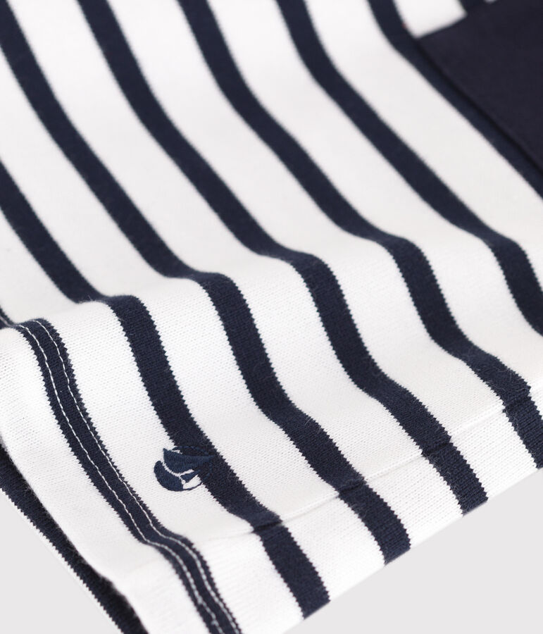 Abito a maniche corte in cotone bambina bianco/blu