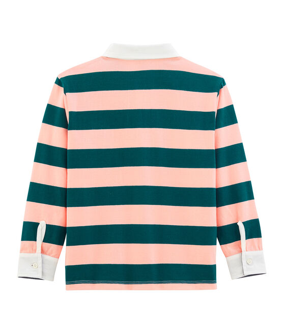 Rugby polo bambino verde PINEDE/rosa ROSAKO