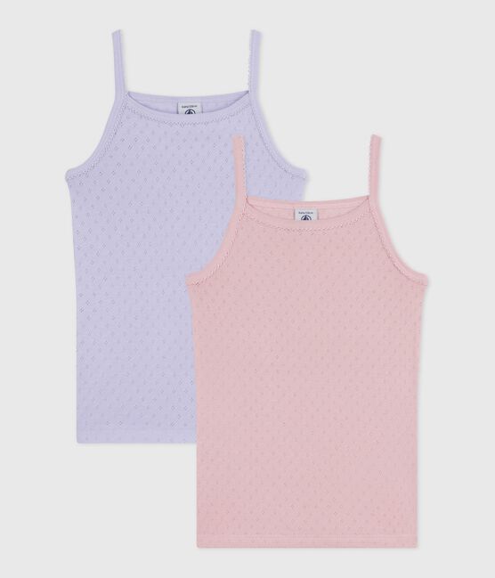 Set di canottiere bambina con spalline in cotone traforato variante 1
