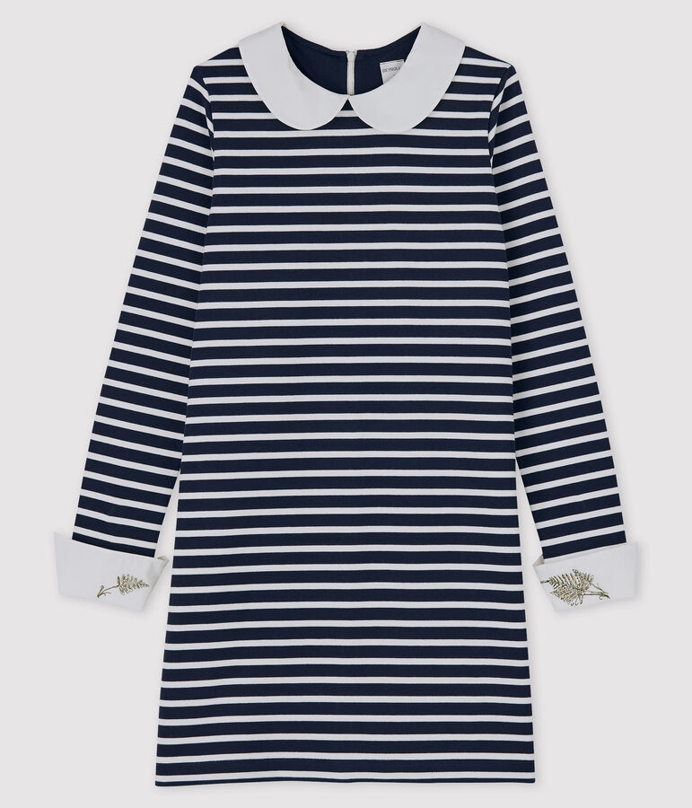 Abito donna Petit Bateau x Deyrolle blu SMOKING/bianco MARSHMALLOW