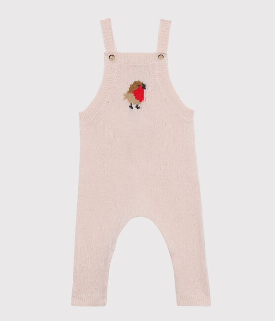 Salopette lunga bebè maschio in tricot di lana, nylon e alpaca. rosa FLEUR