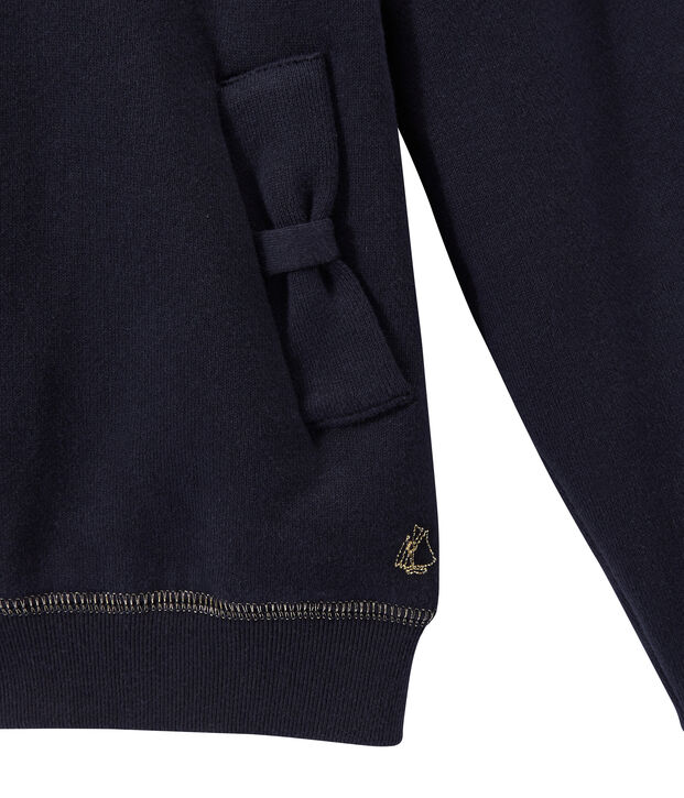 Felpa con zip e cappuccio per bambina blu