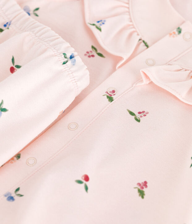 Abito neonato a maniche corte in cotone e bloomer con stampa di frutti rosa/multicolore