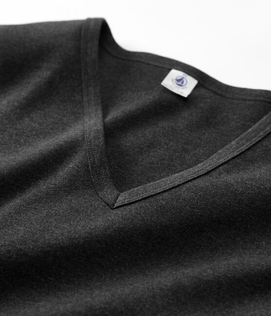 T-shirt L'ICONIQUE scollo a V in cotone bio donna grigio CITY CHINE