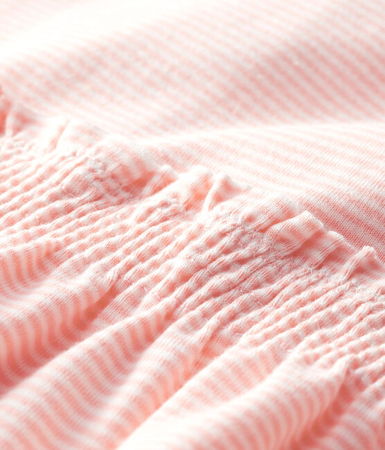 Abito millerighe bebè femmina rosa PATIENCE/bianco MARSHMALLOW