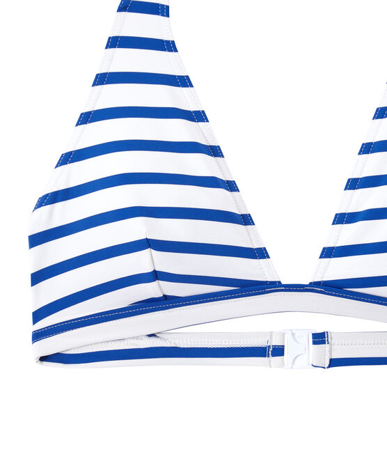 Costume da bagno 2 pezzi donna a righe bianco MARSHMALLOW/blu PERSE
