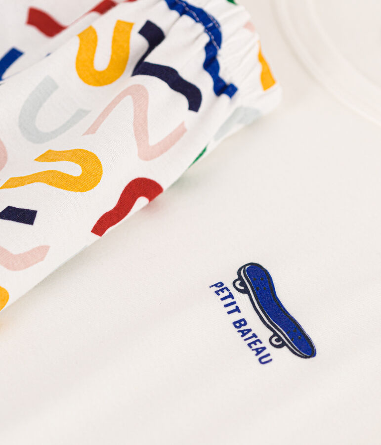 Pigiama short in cotone junior bianco/multicolore