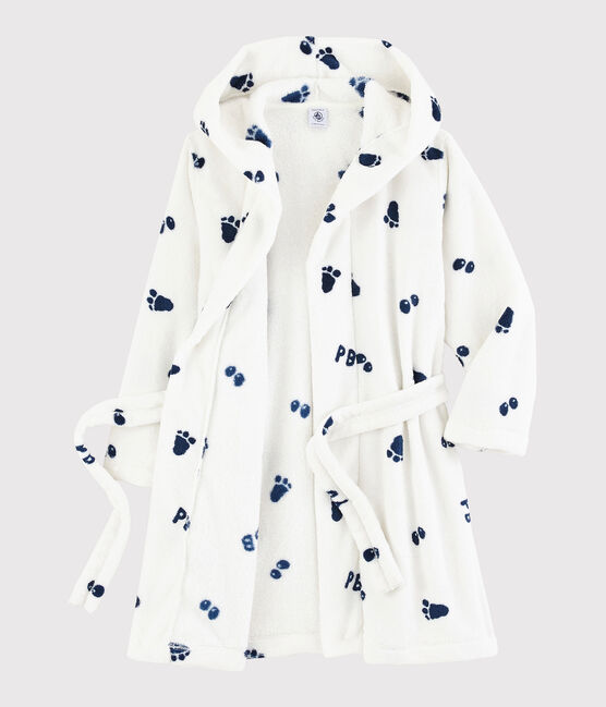 Vestaglia in pile da bambino bianco MARSHMALLOW/blu MEDIEVAL