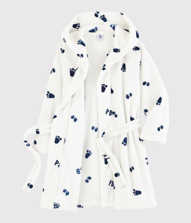 Vestaglia in pile da bambino bianco/blu