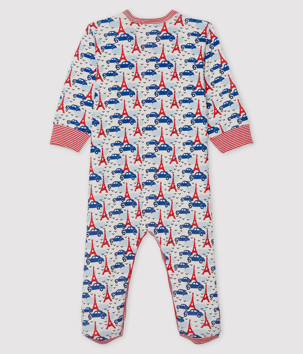 Tutina beb&egrave; a costine bianco/multicolore