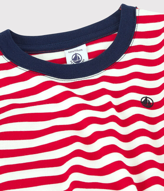 T-shirt a maniche corte in cotone bambino rosso PEPS/bianco MARSHMALLOW