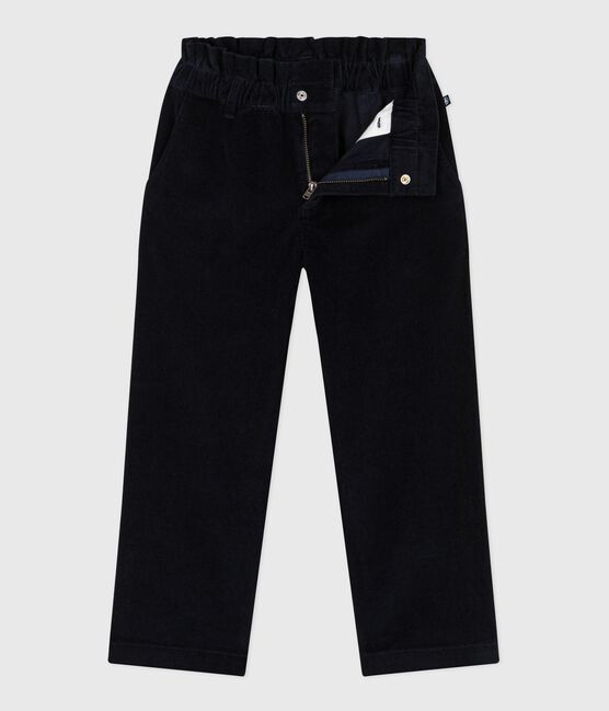 Pantaloni in velluto tinta unita bambina blu SMOKING