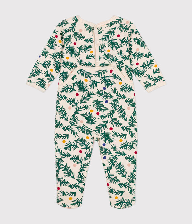 Pigiama in tessuto felpato spazzolato con albero di Natale stampato neonato ecru/multicolore