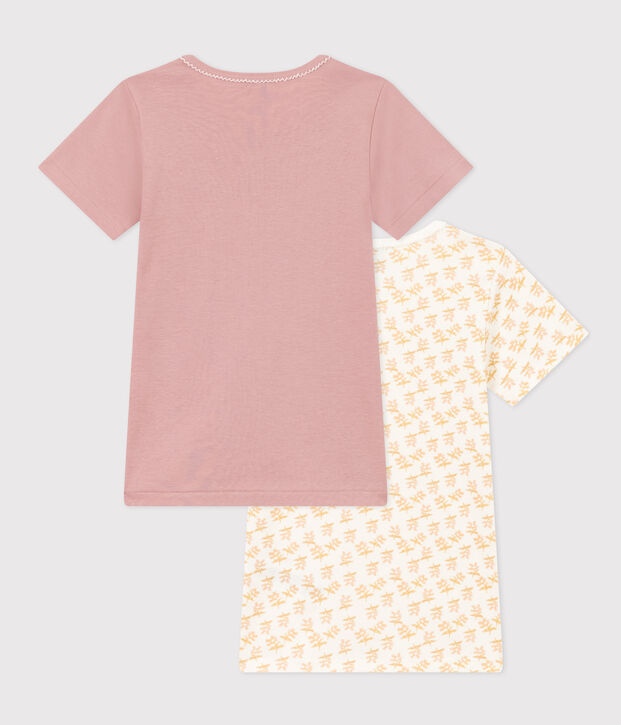 Confezione da 2 t-shirt bambina a maniche corte in cotone motivo fiore multicolore