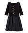 Abito bi-materiale a maniche lunghe donna nero NOIR