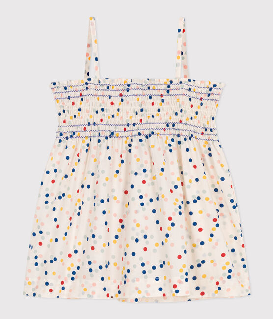 Blusa senza maniche in cotone bambina bianco MARSHMALLOW/bianco MULTICO